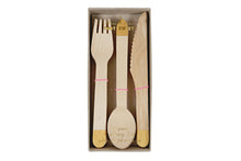Load image into Gallery viewer, Gold Dipped Wooden Utensil Set