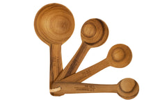 Load image into Gallery viewer, Teak Round Measuring Spoons
